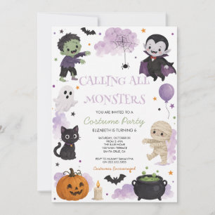 Cute Watercolor Halloween Costume Party  Invitation