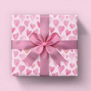 Cute Watercolor Heart Valentines Day pattern Wrapping Paper