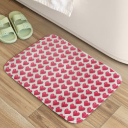 Cute Watercolor Hearts Simple Valentines Pattern Bath Mat
