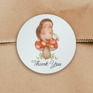 Cute Watercolor Hedgehog Baby Shower Thank You Classic Round Sticker