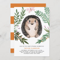 Cute Watercolor Hedgehog Greenery Baby Sprinkle