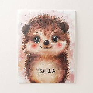 Cute Watercolor Hedgehog Simple Kids Baby Animal Jigsaw Puzzle