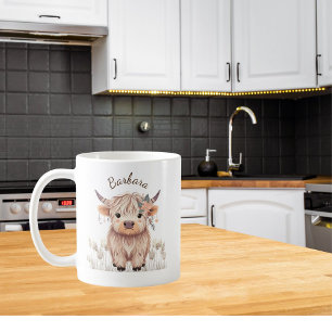  Cute Watercolor Highland Cow Coffee Mug