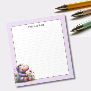 Cute Watercolor Hippo Lined Notepad