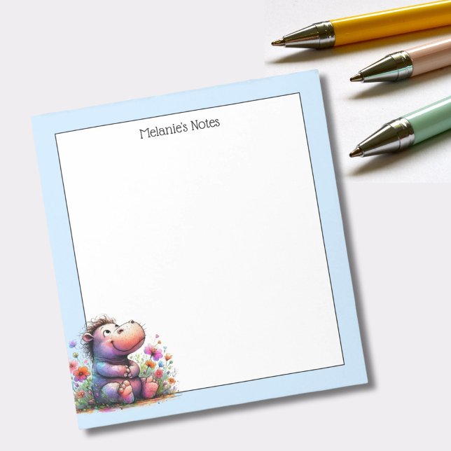 Cute Watercolor Hippo Notepad (Creator Uploaded)