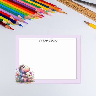 Cute Watercolor Hippo Post-it Notes