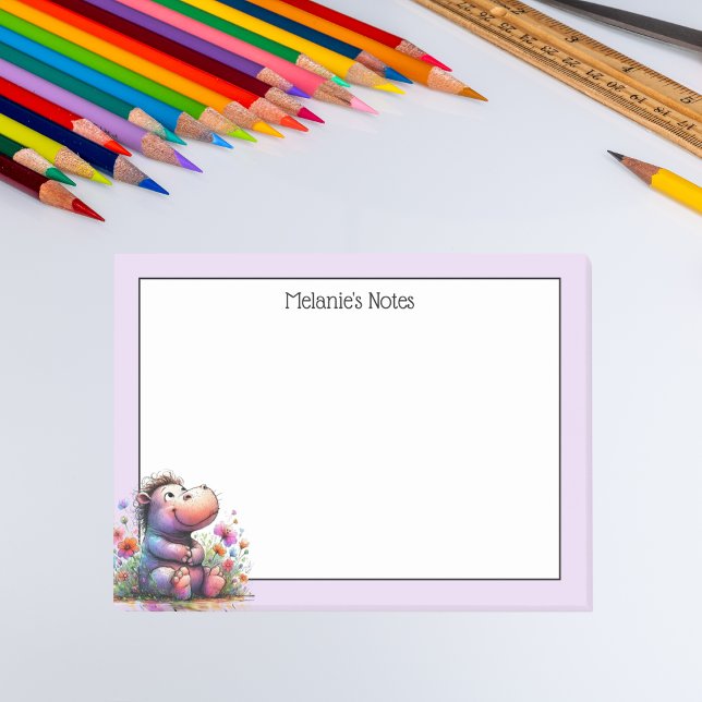Cute Watercolor Hippo Post-it Notes (Creator Uploaded)