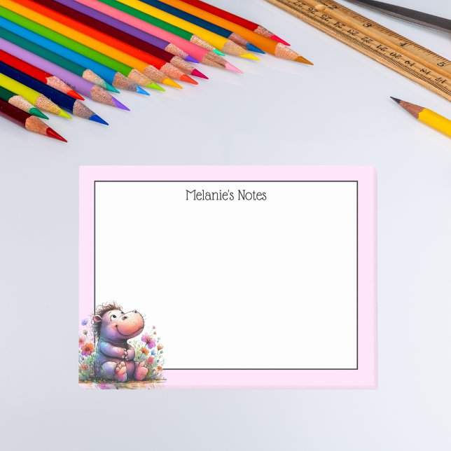 Cute Watercolor Hippo Post-it Notes (Creator Uploaded)