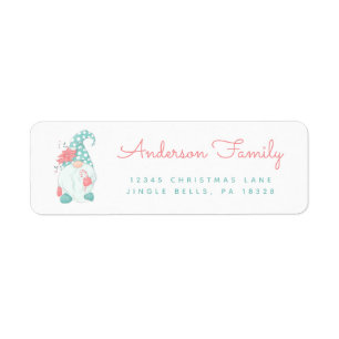 Cute Watercolor Holiday Christmas Gnome Return Address Label