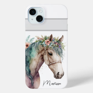 Cute Watercolor Horse iPhone 15 Mini Case
