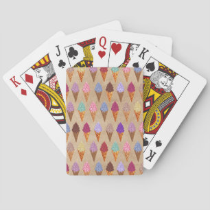 Cute Watercolor Ice Cream Pattern Funny Summer Playing Cards