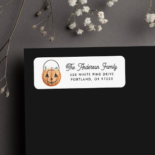 Cute Watercolor Jack-O-Lantern Return Address Label