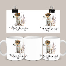 Cute Watercolor Jack Russell Be strong calligraphy