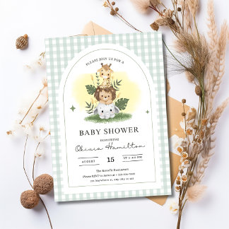 Cute Watercolor Jungle Animals Arch Invite