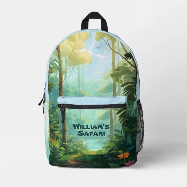 Cute Watercolor Jungle Print Backpack (Front)