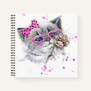 Cute Watercolor Kitten Notebook