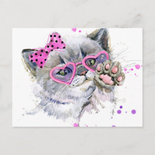 Cute Watercolor Kitten Postcard