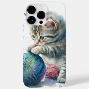CUTE WATERCOLOR KITTEN WITH BALL OF YARN Case-Mate iPhone 14 PRO MAX CASE