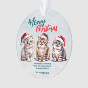 Cute watercolor kitty cat Santa Merry Christmas Ornament