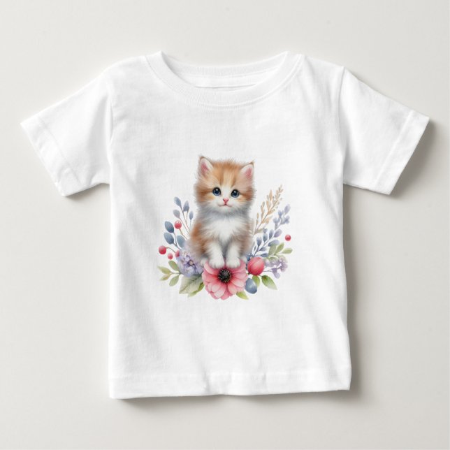 Cute watercolor kitty T-short Baby T-Shirt (Front)