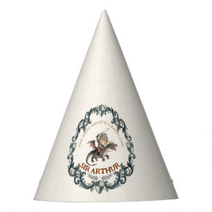 Cute Watercolor Knight Castle Boys First Birthday Party Hat