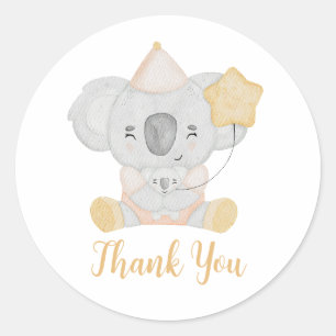 Cute Watercolor Koala Baby Shower Party Thank You Classic Round Sticker