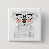 Cute Watercolor Koala with Glasses