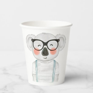 Cute Watercolor Koala with Glasses Paper Cups