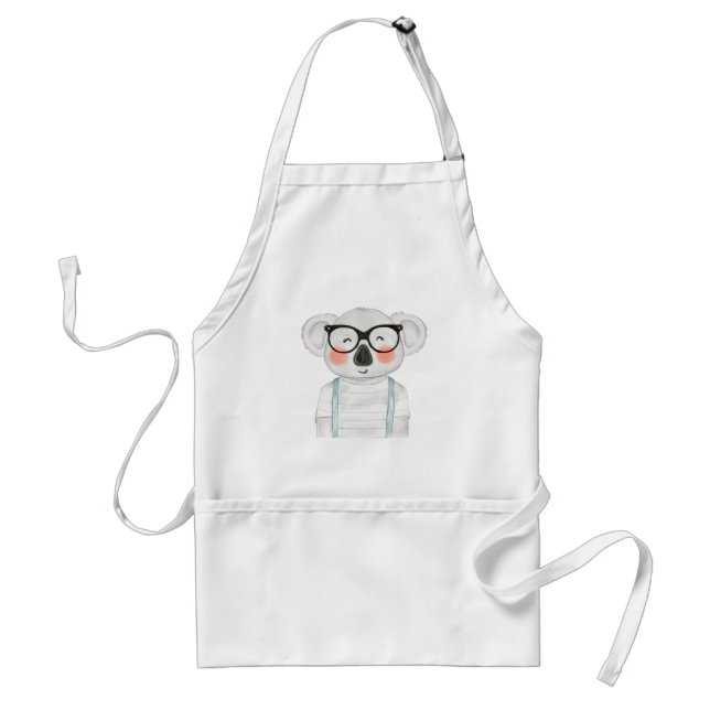 Cute Watercolor Koala with Glasses Standard Apron (Front)