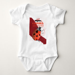 Cute Watercolor Ladybug Arabic Calligraphy Sticker Baby Bodysuit