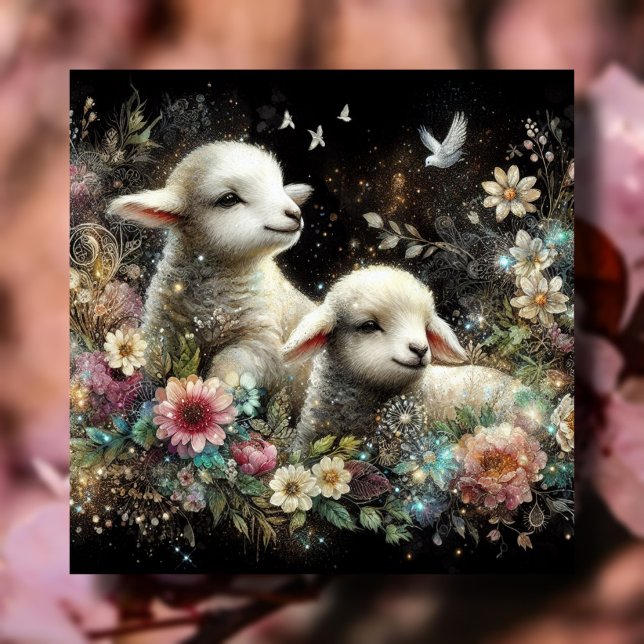 Cute Watercolor Lamb Christian Easter  Holiday Card (Creator Uploaded)
