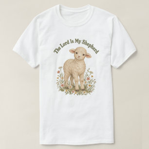 Cute Watercolor Lamb The Lord Is My Shepherd Psalm T-Shirt