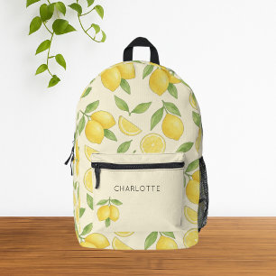 Cute Watercolor Lemon Pattern  Printed Backpack