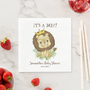Cute Watercolor Lion Baby Shower Theme Baby Shower Napkin