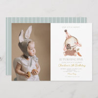 Cute Watercolor Little Bunny Carrot Birthday