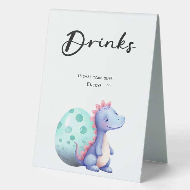 Cute Watercolor Little Dinosaur Baby Shower Drinks (Front)