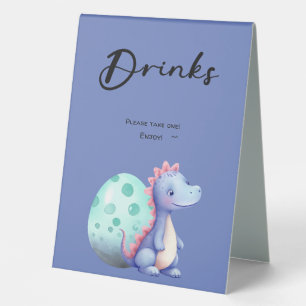 Cute Watercolor Little Dinosaur Baby Shower Drinks