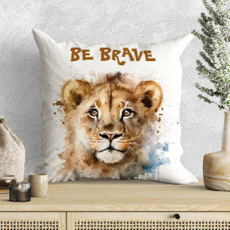 Cute Watercolor Little Lion Motivation Cushion