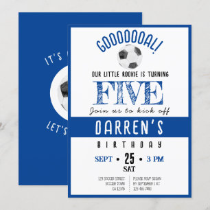 Cute Watercolor Little Rookie Soccer Birthday Invitation