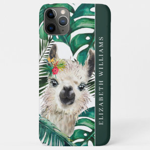 Cute Watercolor Llama   Tropical Monstera Leaf Case-Mate iPhone Case