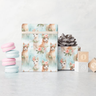 Cute Watercolor llamas - Wrapping Paper