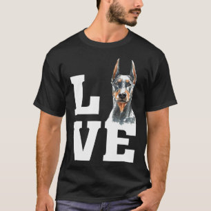 Cute Watercolor Love Doberman Pinscher Illustratio T-Shirt