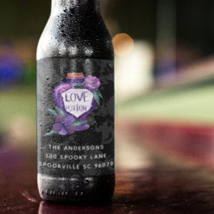 Cute Watercolor Love Potion Spell Halloween Sparkling Wine Label