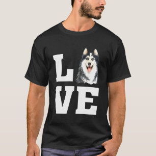 Cute Watercolor Love Siberian Husky Illustration I T-Shirt