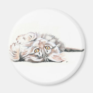 Cute Watercolor Maine Coon Kitty Magnet