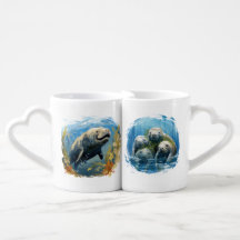 CUTE WATERCOLOR MANATEES