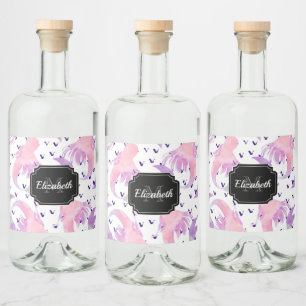 Cute Watercolor Mermaid Liquor Bottle Label