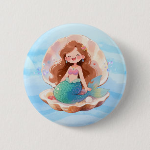 Cute Watercolor Mermaid Under the Sea Art Pin