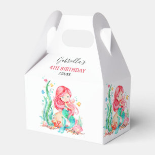 Cute Watercolor Mermaid Under the Sea Birthday Fav Favour Box
