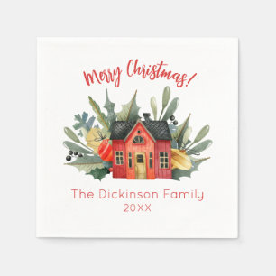 Cute Watercolor Merry Christmas Napkins
